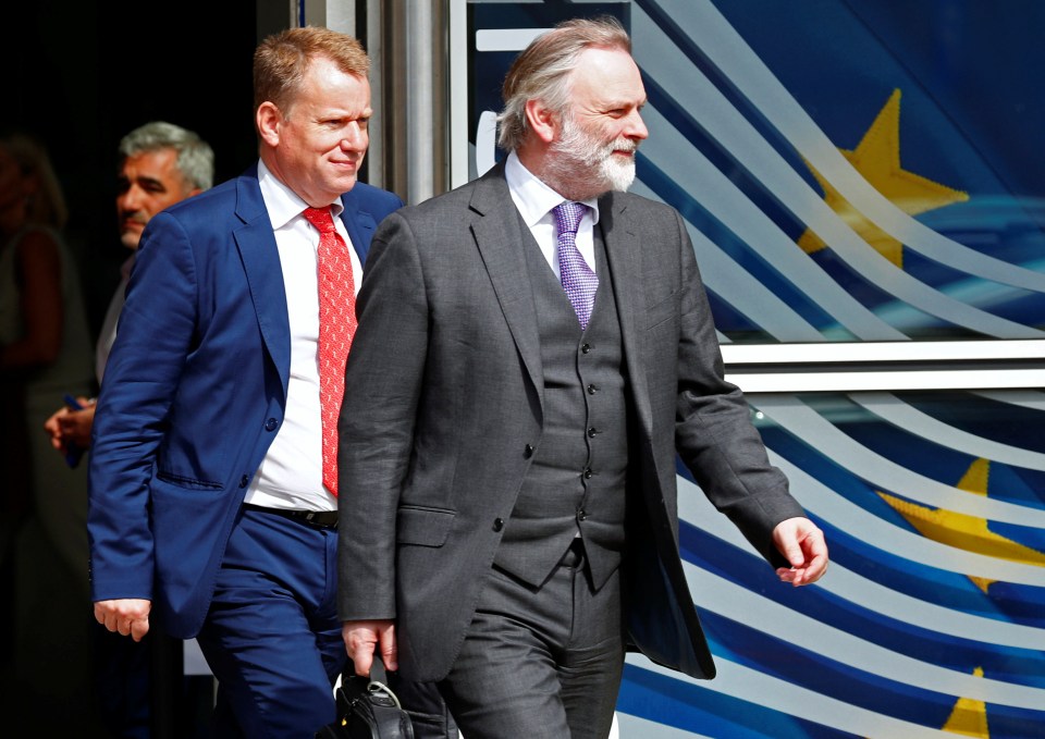  Boris Johnson's Brexit negotiator David Frost (left) with British ambassador to the EU Tim Barrow in Brussels