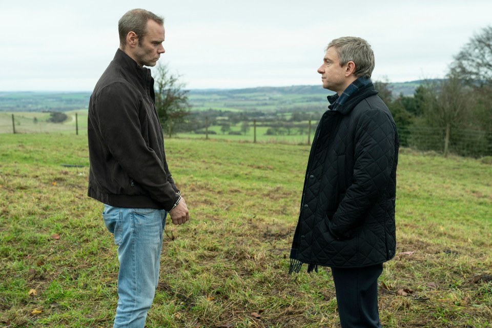  The series stars Martin Freeman (right) and Joe Absolom (left) who plays serial killer Christopher Halliwell