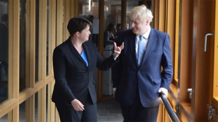  Boris Johnson and Ruth Davidson are said to be at odds over Brexit