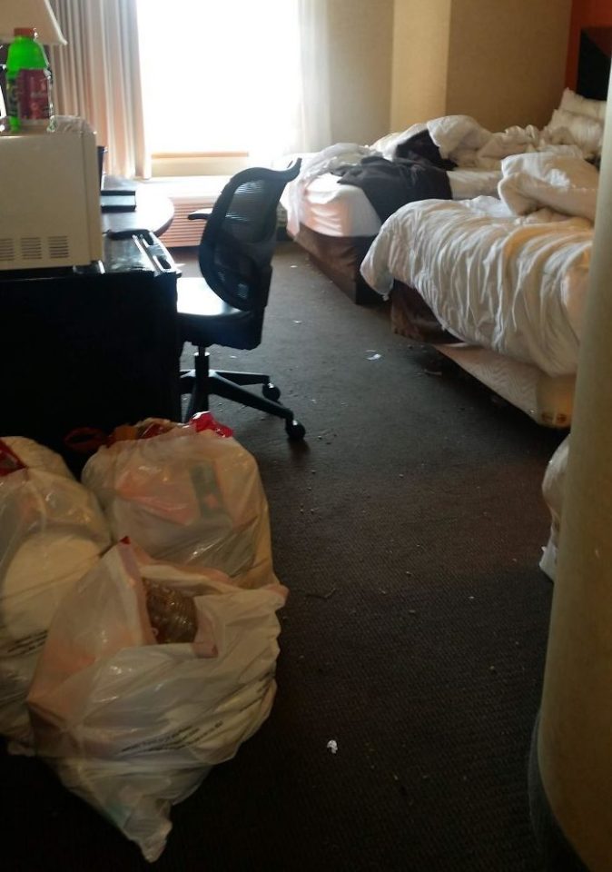  Five bags of rubbish was left in this room...after a five-day stay