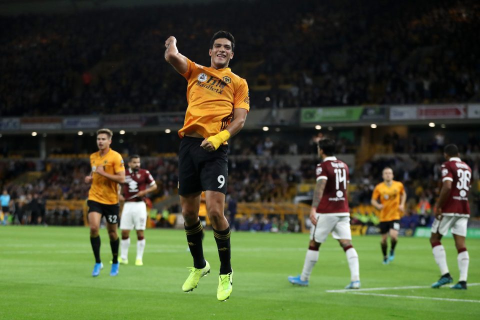  Raul Jimenez, who also scored in the first leg, celebrates his opener