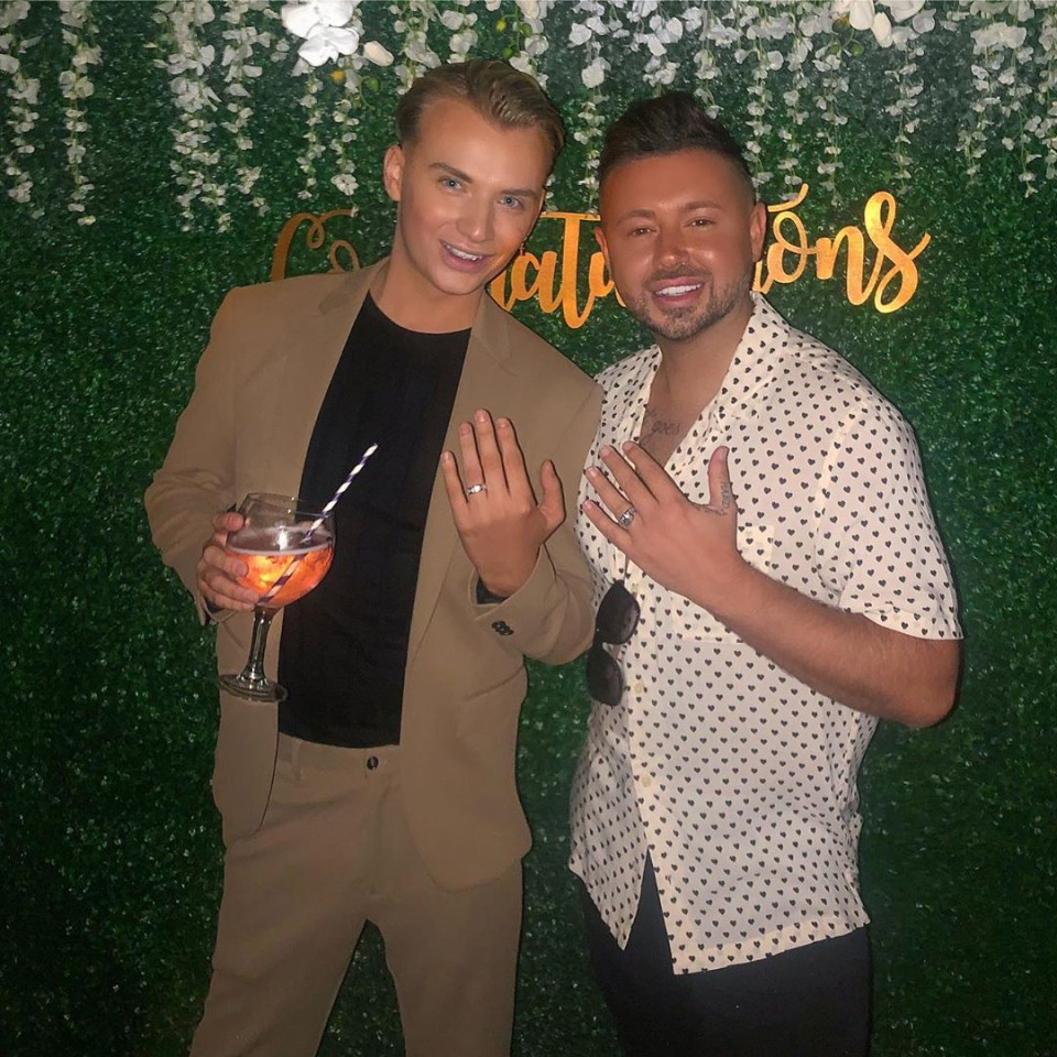 Former Towie star Harry Derbidge has become engaged to Dean Rowland