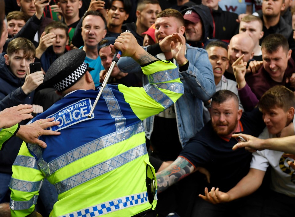  Aston Villa fans were met by baton-wielding police at full-time of their clash with Crystal Palace