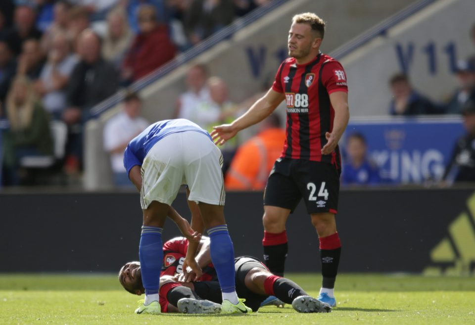  Bournemouth's Callum Wilson was left in a heap on the floor after the challenge