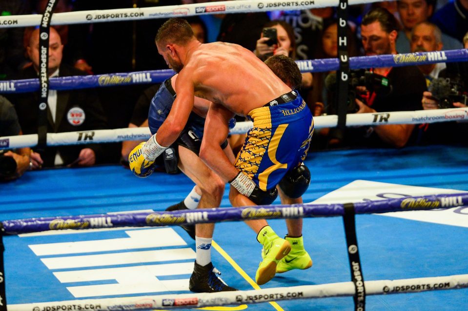  Campbell was forced to lift Lomachenko up just to avoid another sustained attack