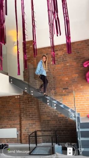  The stairs have a glass bannister