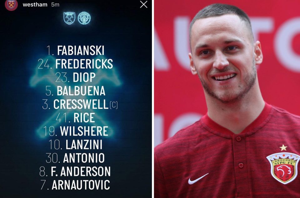  Marko Arnautovic was included in the Instagram team line up to face Manchester City