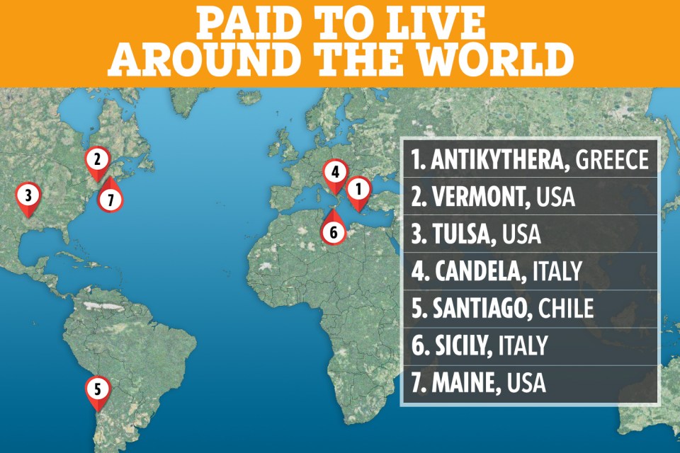 The destinations which will pay you to live there