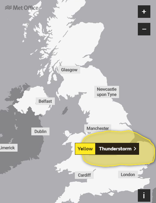  A Met Office yellow weather warning is in place until this evening