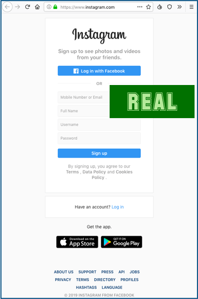  Here's Instagram's real sign up page, for comparison