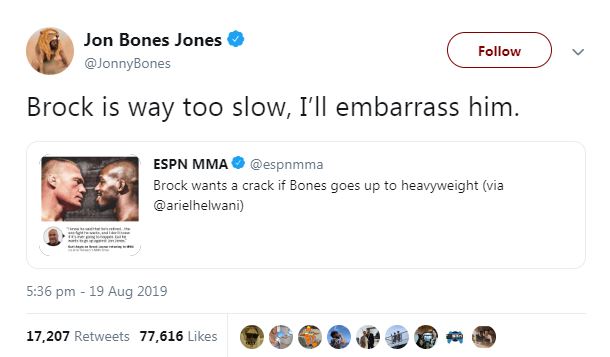  Jones Jones responded to the comments with this Twitter response