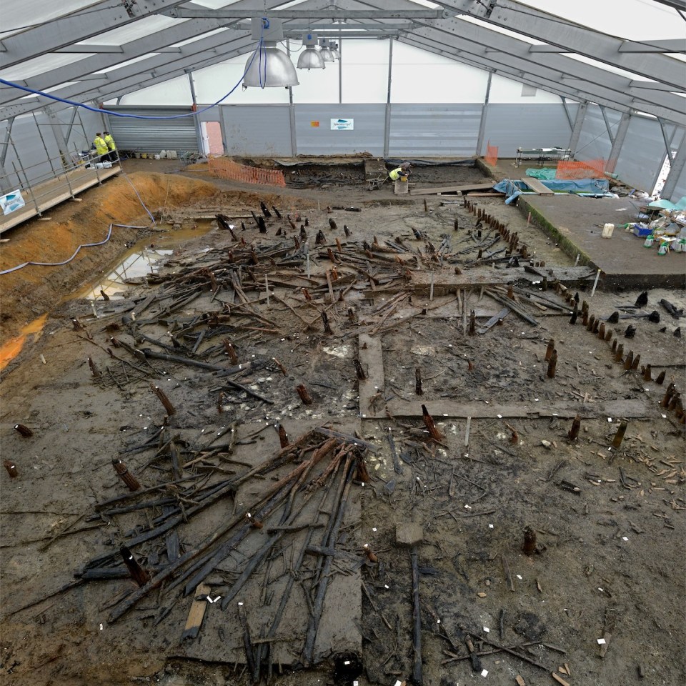  This is the excavation of the village, showing the main body of the collapsed settlement