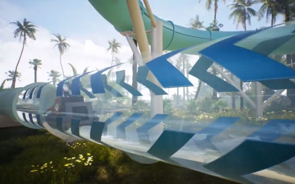  The slide would be a combination of open and closed flumes