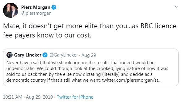  Piers branded Gary elite in this tweet