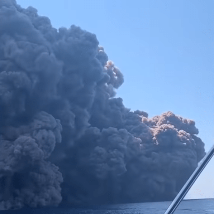  A view from deck of the boat captures the enormity of the volcanic explosion