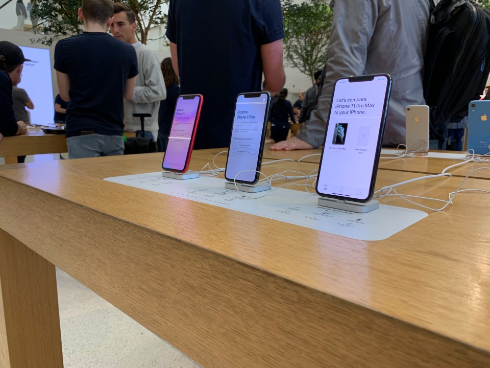 From left to right: The iPhone 11, iPhone 11 Pro and iPhone 11 Pro Max