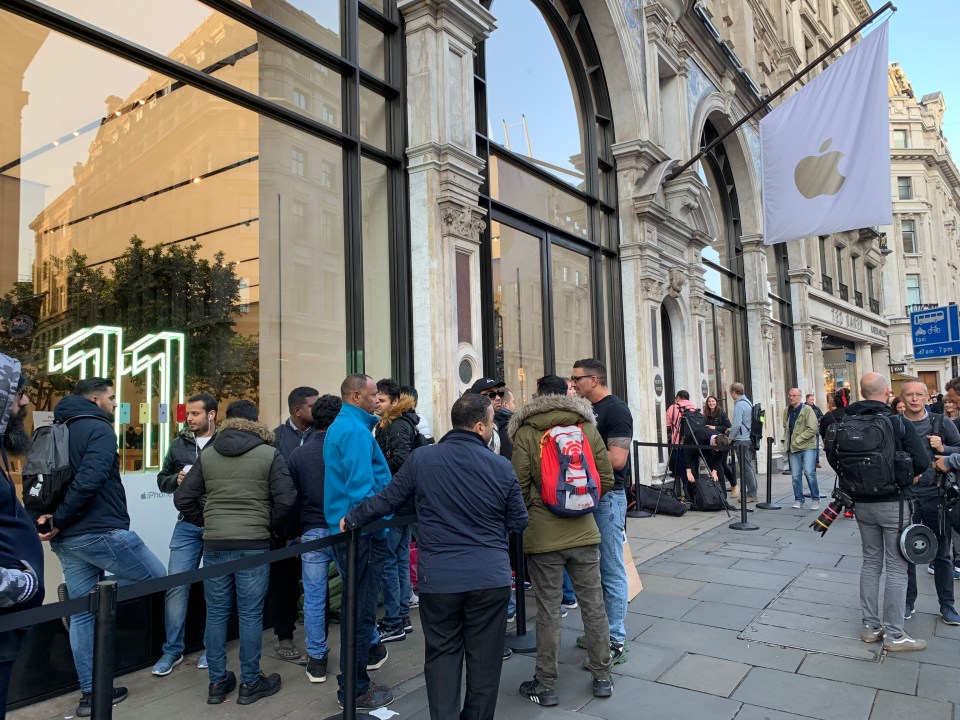 Fans queue outside Apple’s flagship store in London