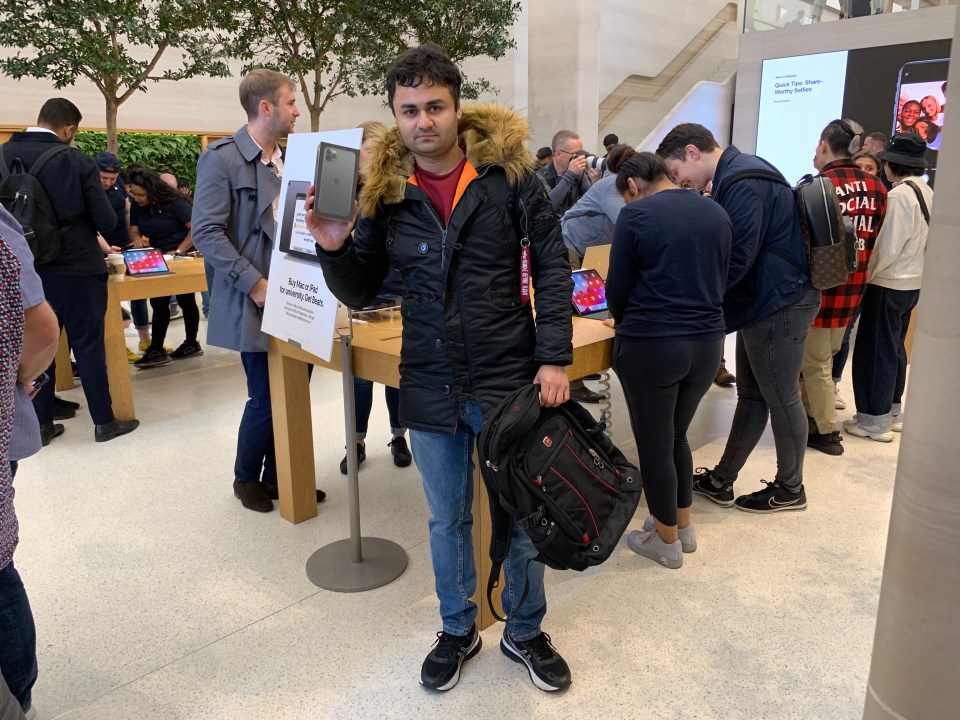 First in the queue Sam got his iPhone 11 Pro Max in the end