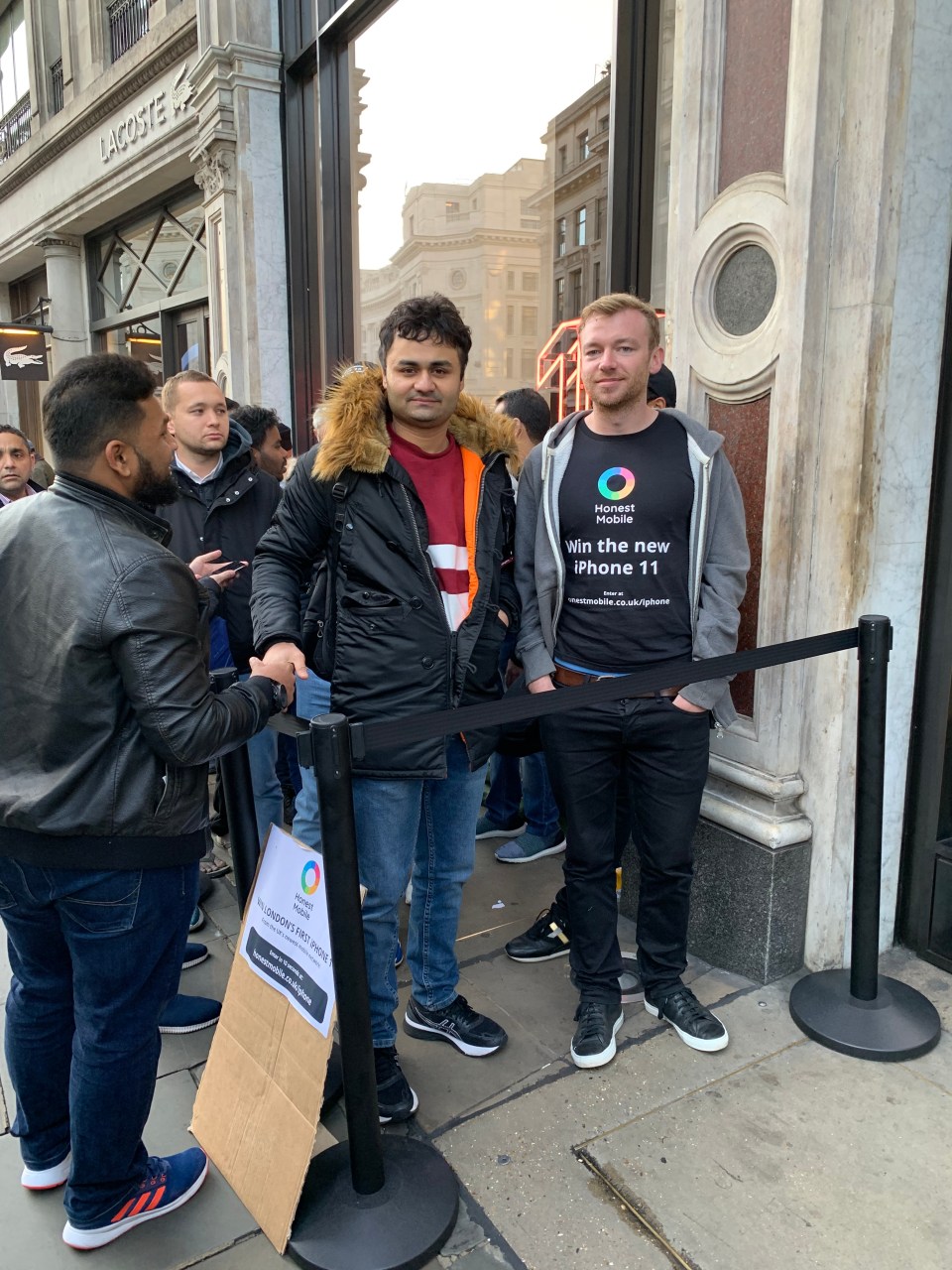 Superfan Sam Shaikh (left) queued for 18 hours for his spot