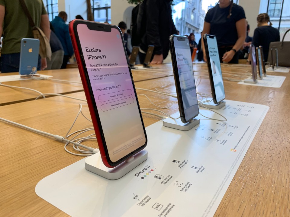 The new iPhones on display at Apple’s store in London