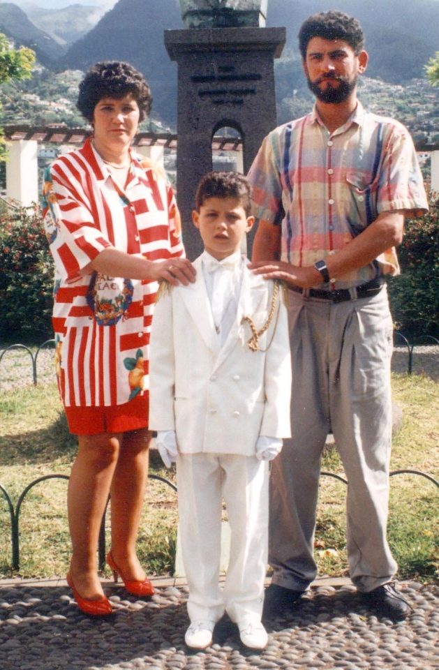  Ronaldo at the age of 10 with mum Dolores and dad Diniz