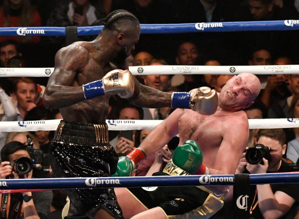  Tyson Fury was floored twice by Deontay Wilder in their first heavyweight scrap