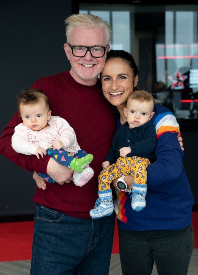  Chris with his wife and the twins