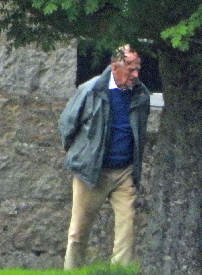  Prince Philip was seen in the grounds of the castle