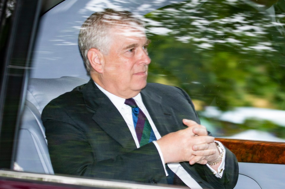  Prince Andrew was driven to a church service while staying at Balmoral