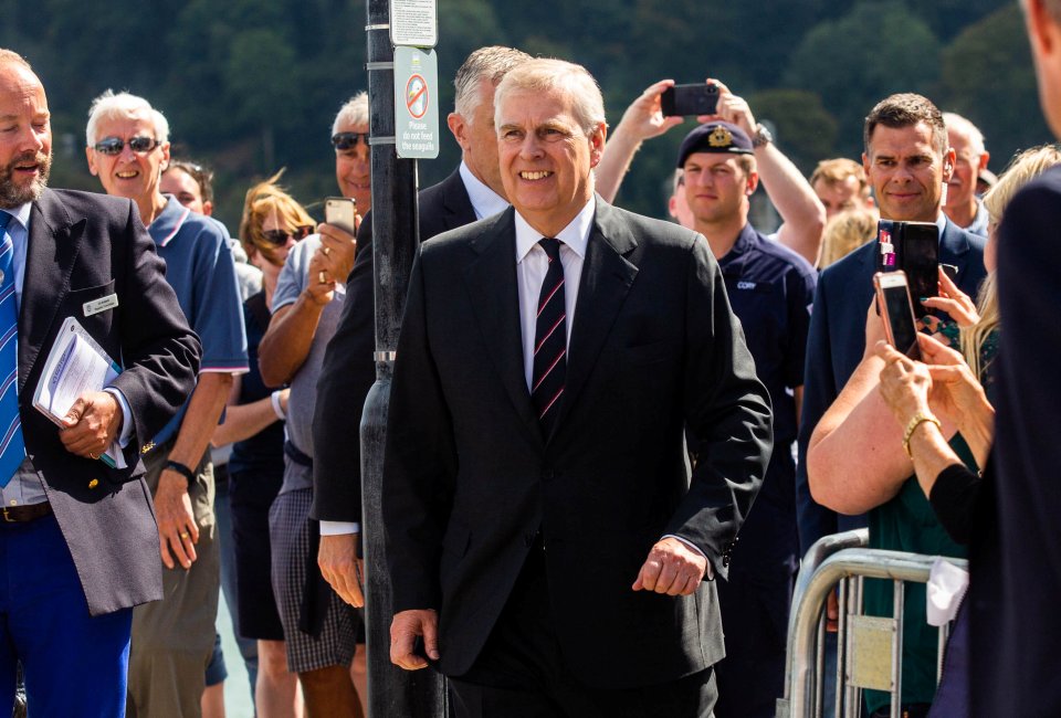  Prince Andrew smiles at Dartmouth Royal Regatta on Friday