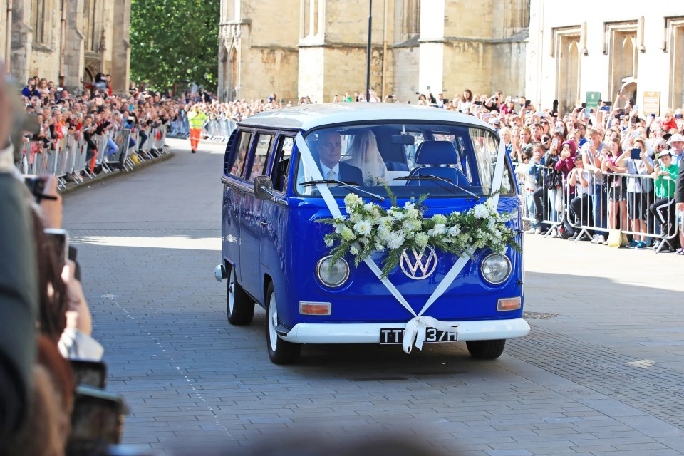 Ellie arrived in a VW camper van and the streets were lined with well-wishers