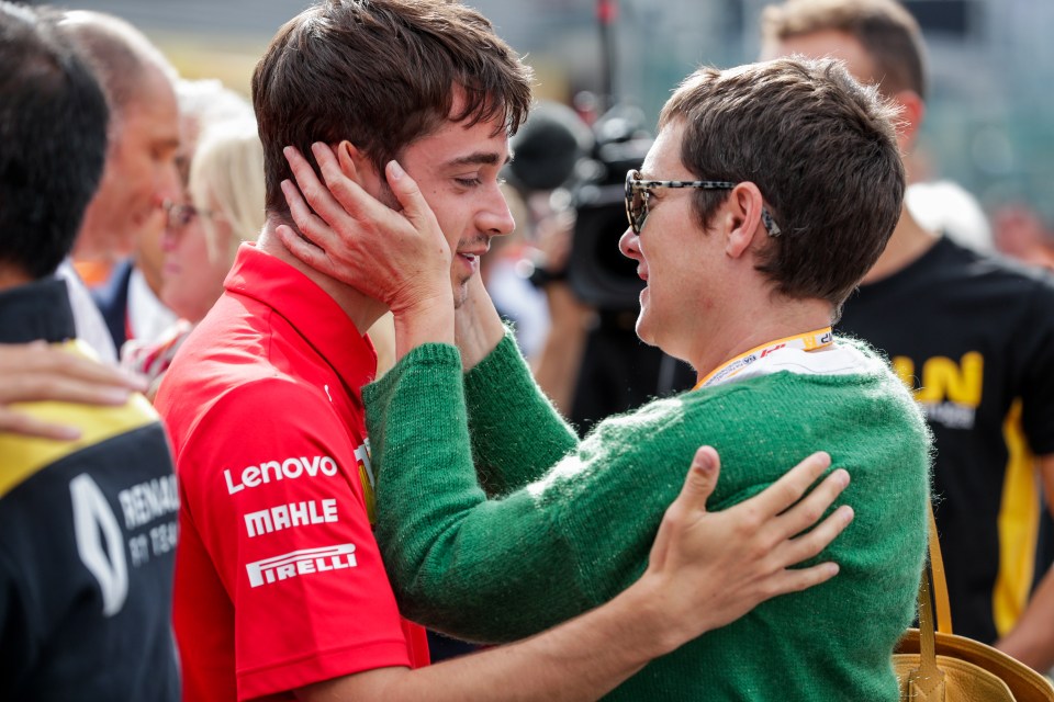 Leclerc embraces Hubert’s mother before the F1 GP got underway