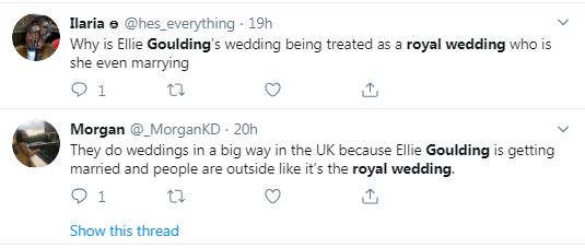 Fans were quick to compare Ellie’s day to Kate and Meghan’s weddings