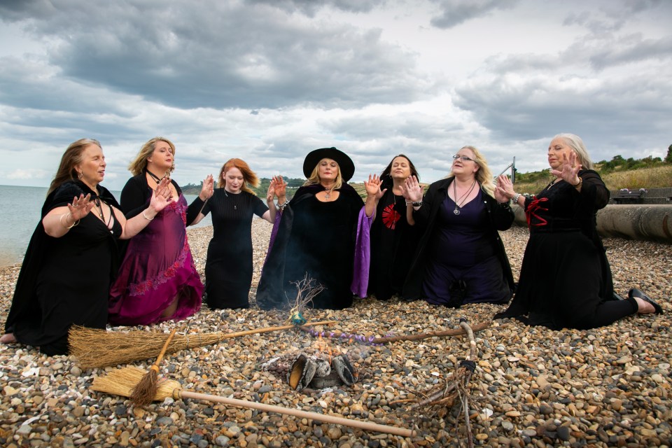  The Witches of Eastchurch: (L-R) Dee, Joanna, Pagan, Charlotte, Wendy, Laura, and Maggie