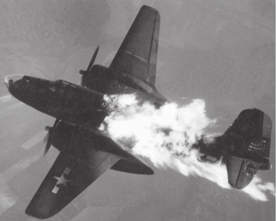  This American Douglas A-20J was fatally hit by flak over the Beauvoir V-1 site, France on 12 May 1944