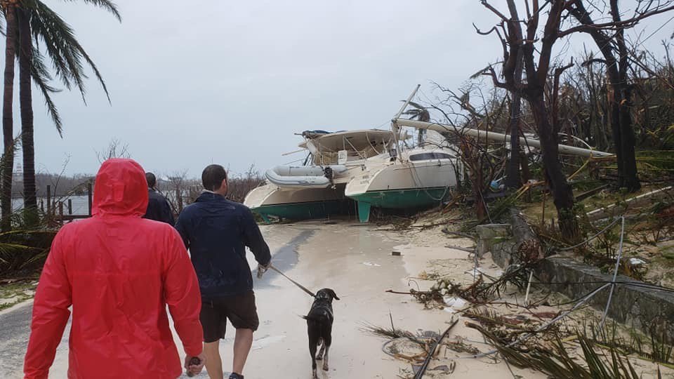  A boat was left in the middle of a road by the storm in the Bahamas