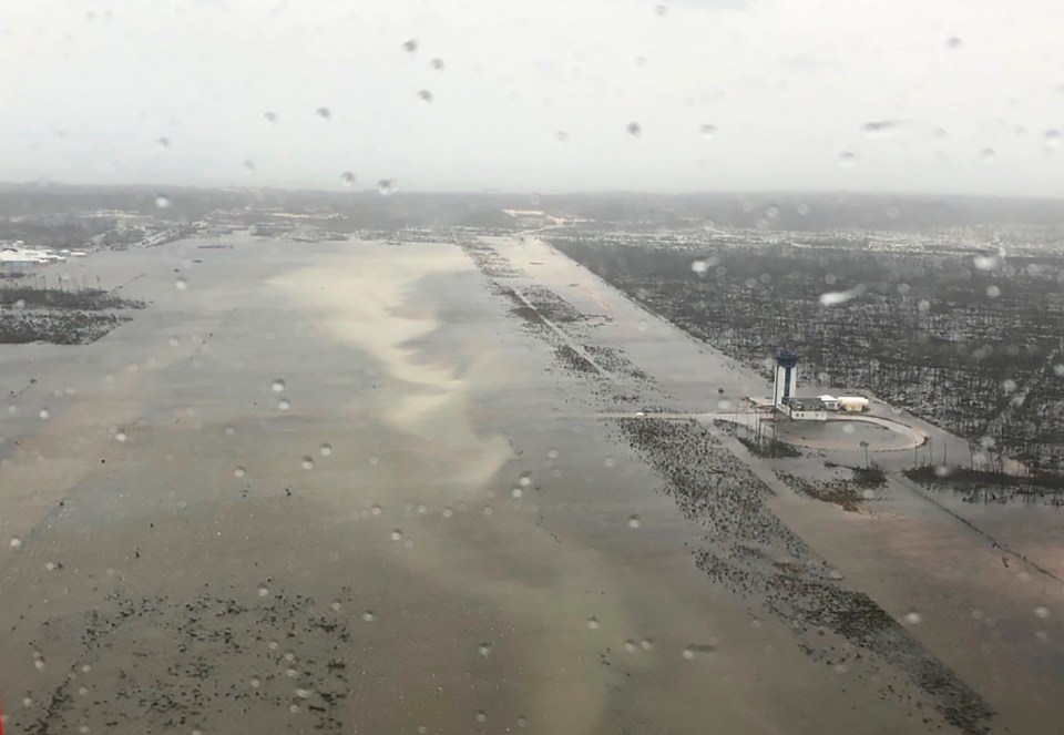  Flooding on the runway of Marsh Harbour Airport in the Bahamas