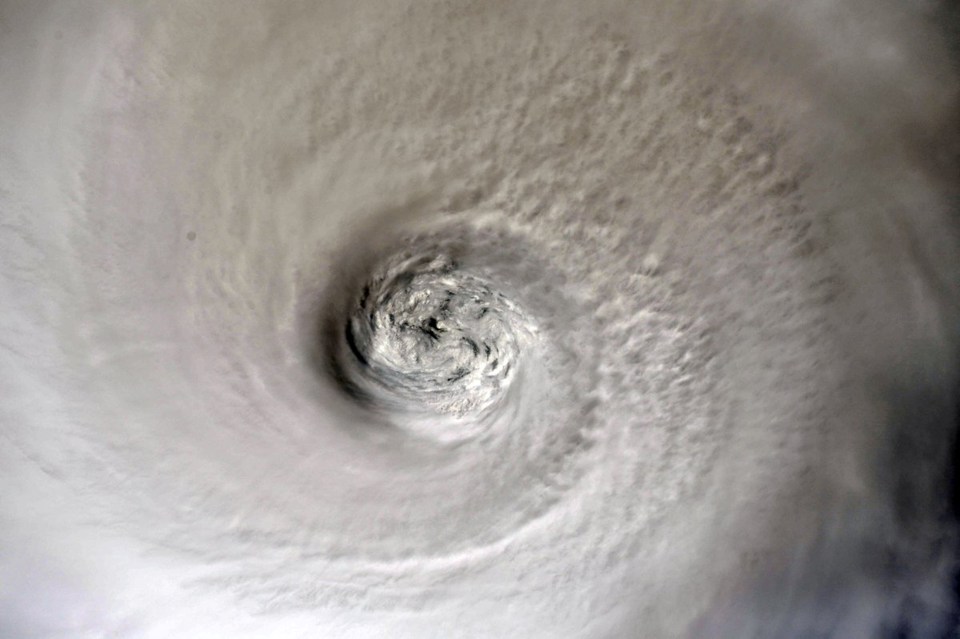  The eye of Hurricane Dorian is shown from the International Space Station