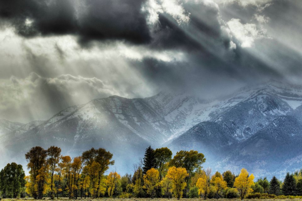  Majestic mountains dappled with sunlight