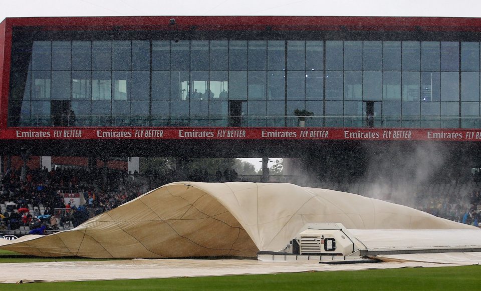  The covers were on for a large part of the day at a rainy Old Trafford