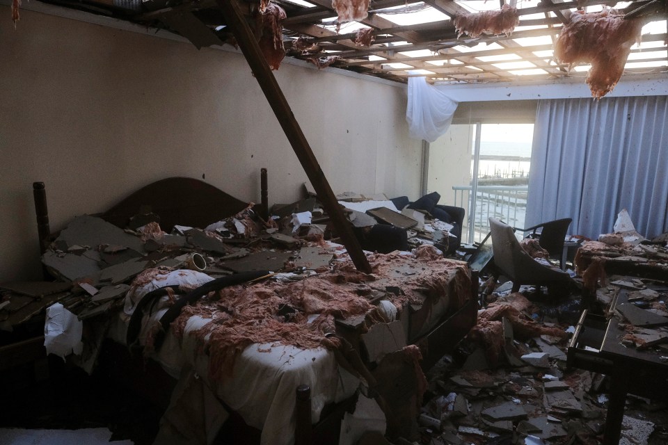  A hotel room lies destroyed in the aftermath of Hurricane Dorian in Marsh Harbour, Bahamas