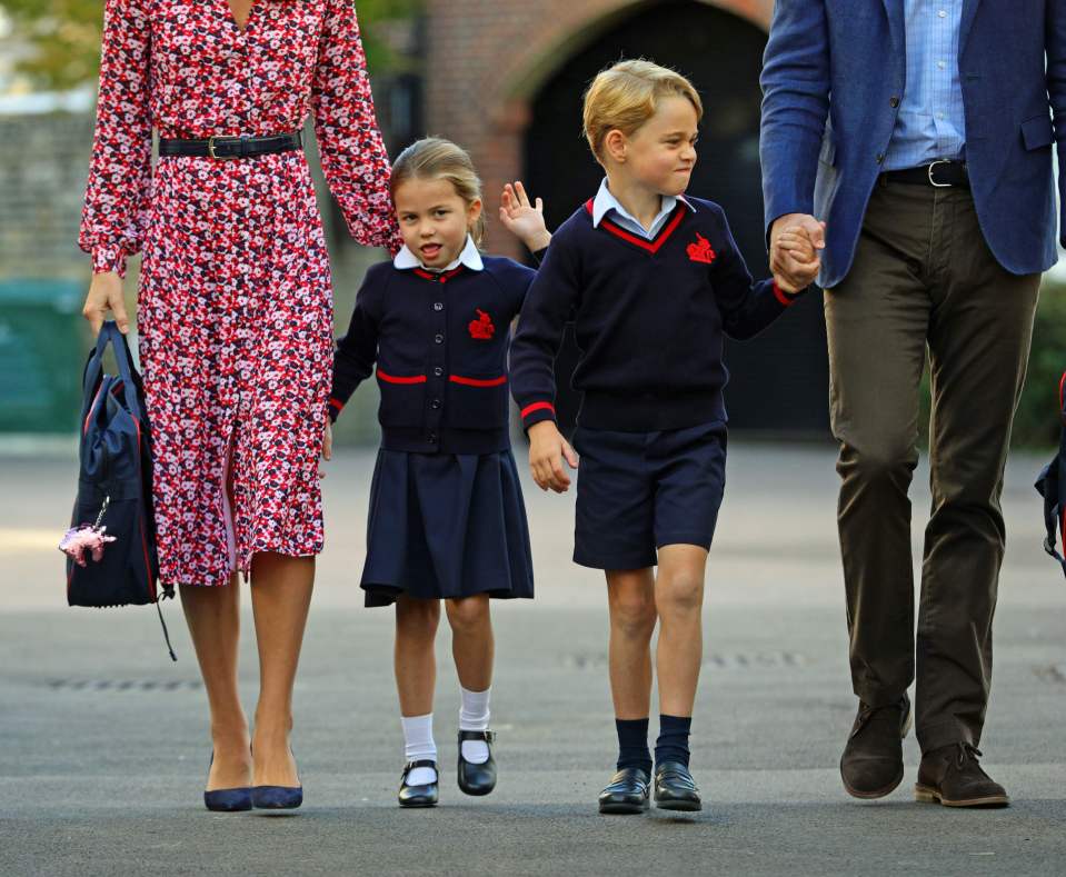  Princess Charlotte arrived at school today with Kate, George and Prince William