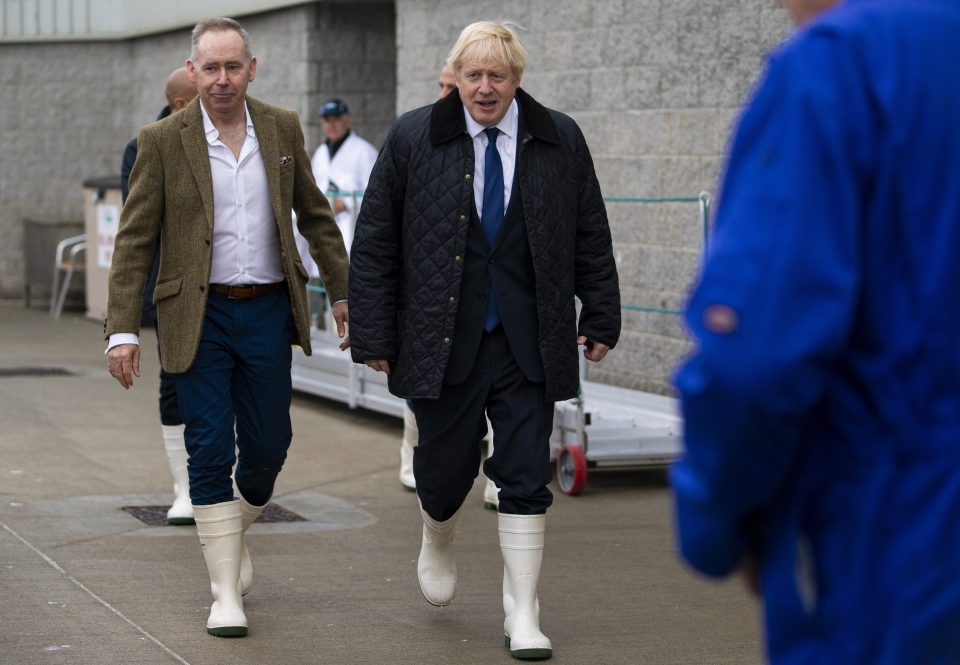  Boris Johnson visits a fishery in Peterhead, Scotland this morning