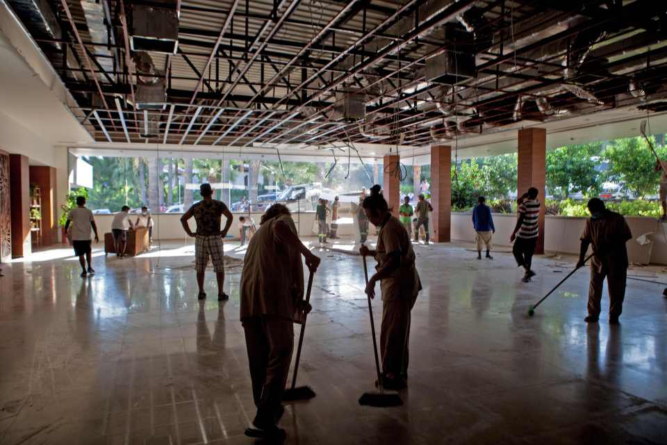  Hotel staff as well as the army stayed on site to clean up the aftermath