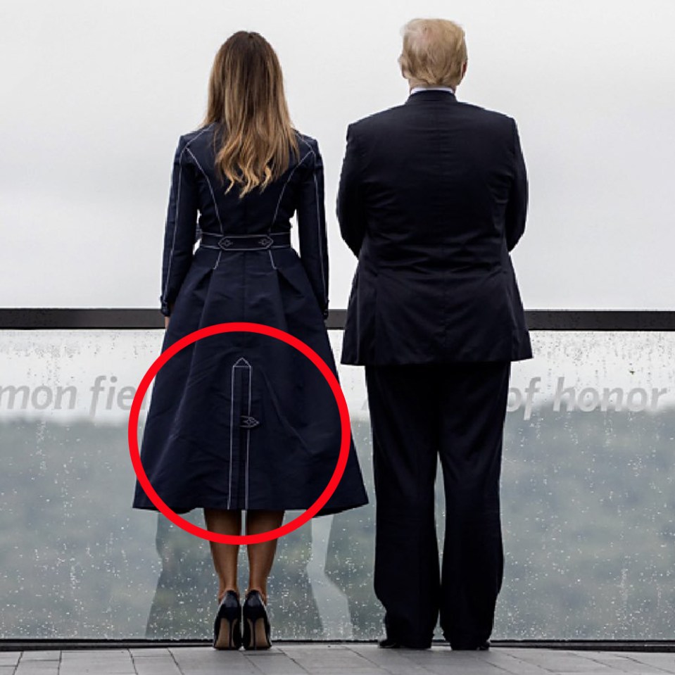  Some believe Melania's coat shows a pattern that looks like something striking a tower