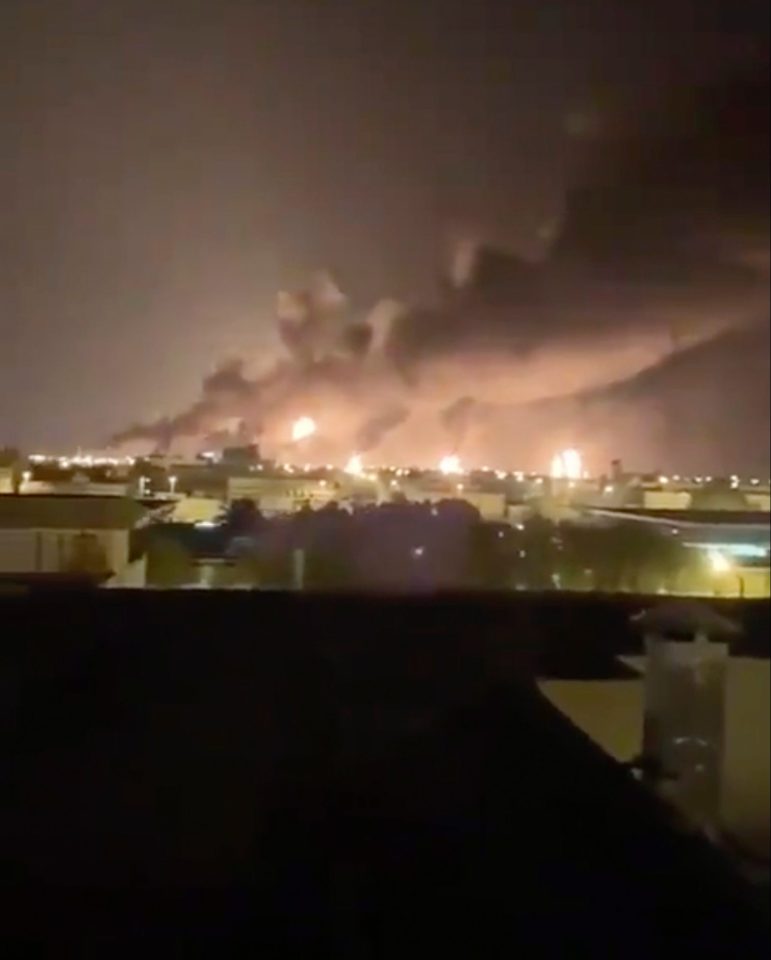  Smoke fills the sky at the Abqaiq oil processing facility on Saturday September 14 in Saudi Arabia