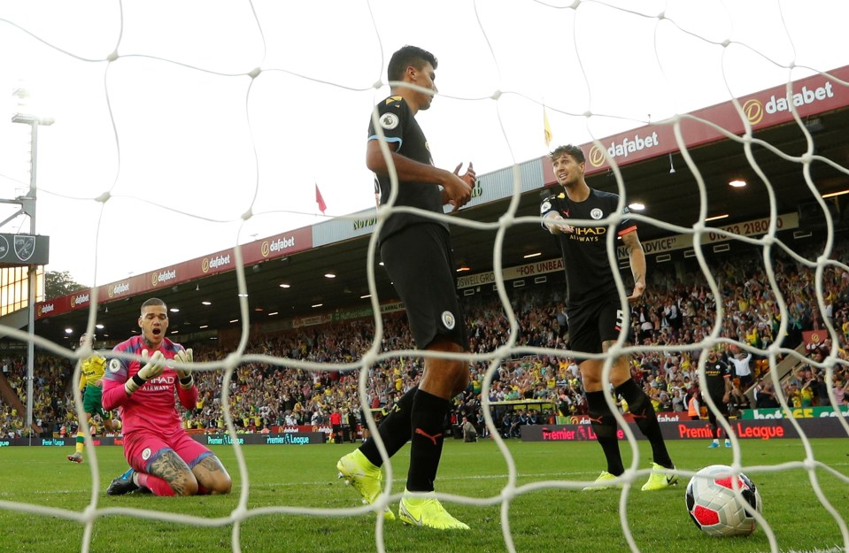 Three of the 31 shots Manchester City have faced ended up in the back of the net at Norwich