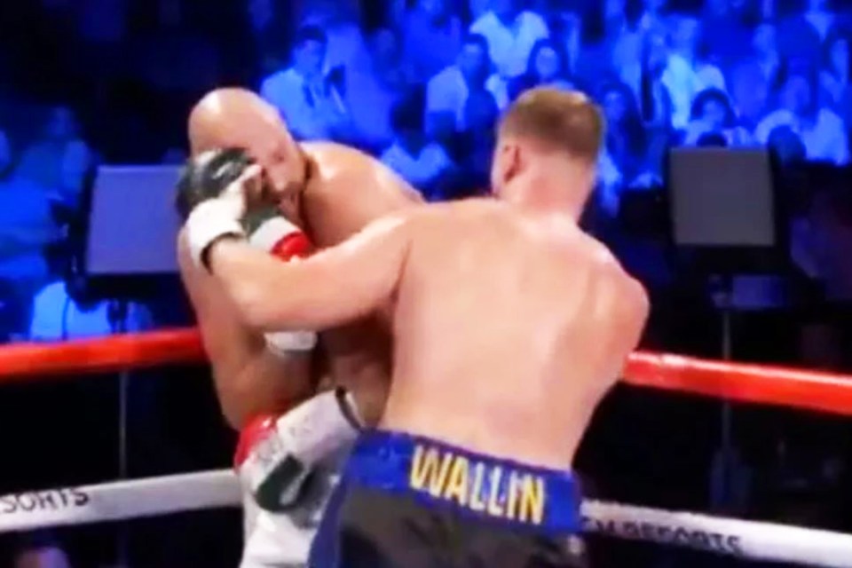 Fury was caught with a left hook from Wallin