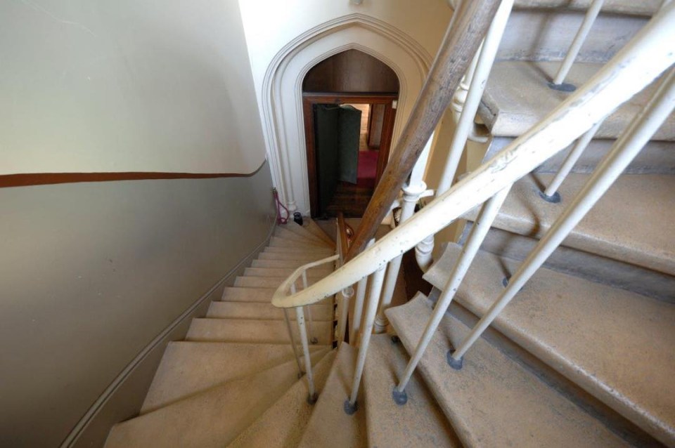  The staircase that leads up to the servants' quarters in the show