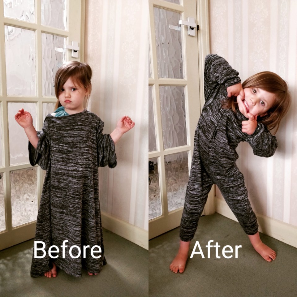  The mum turned one of her T-shirts into a onesie for her daughter